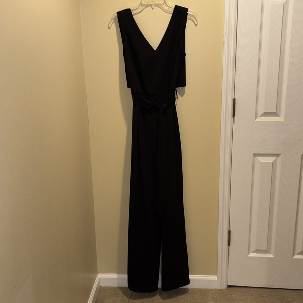 Calvin Klein Crisscross Open-Back Belted Jumpsuit